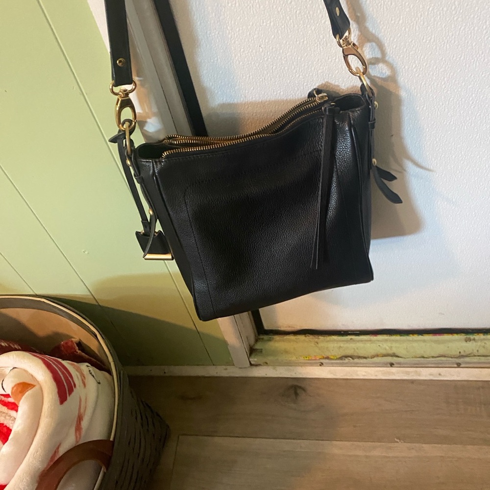 Lodis Black Crossbody Bag with Gold Accents